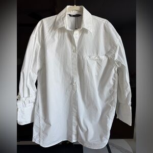 ZARA White Cotton Button-Up Shirt | Size Small